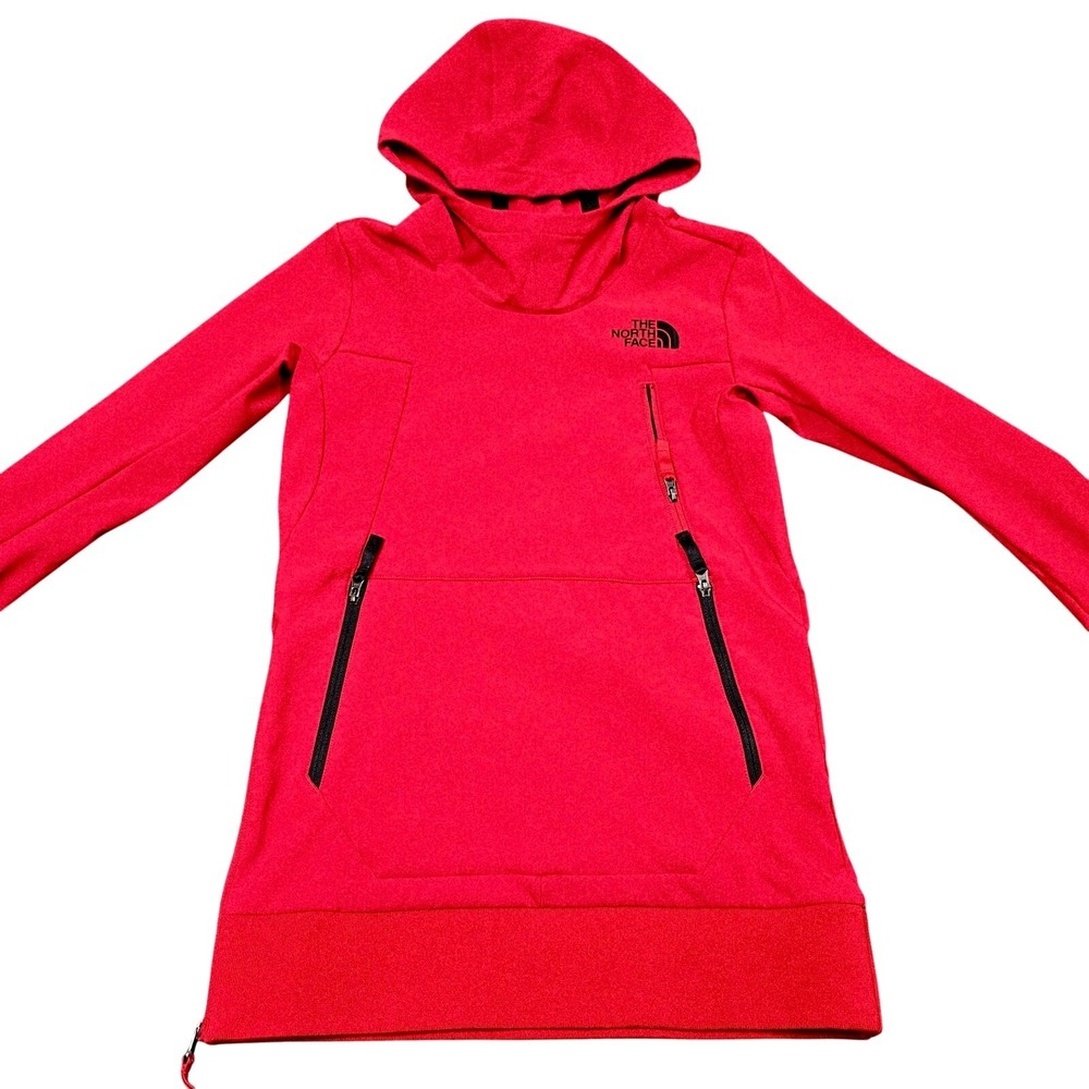 The North Face TEKNO Hoodie Boys S 7/8 Red Pullover Zipper Pockets Activewear